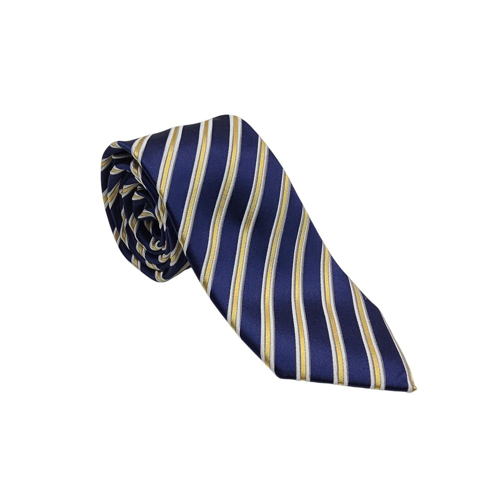 Donald J. Trump Signature Collection Navy Gold Striped‎ 100% Silk Handmade Tie